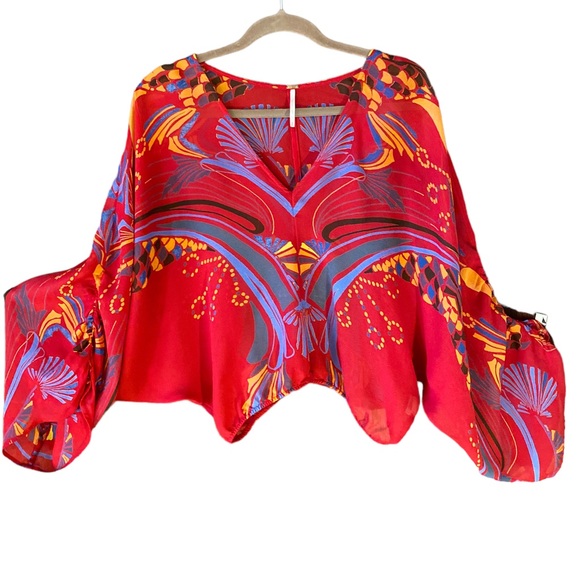 Free People Red and Blue Blouse - Picture 4 of 9